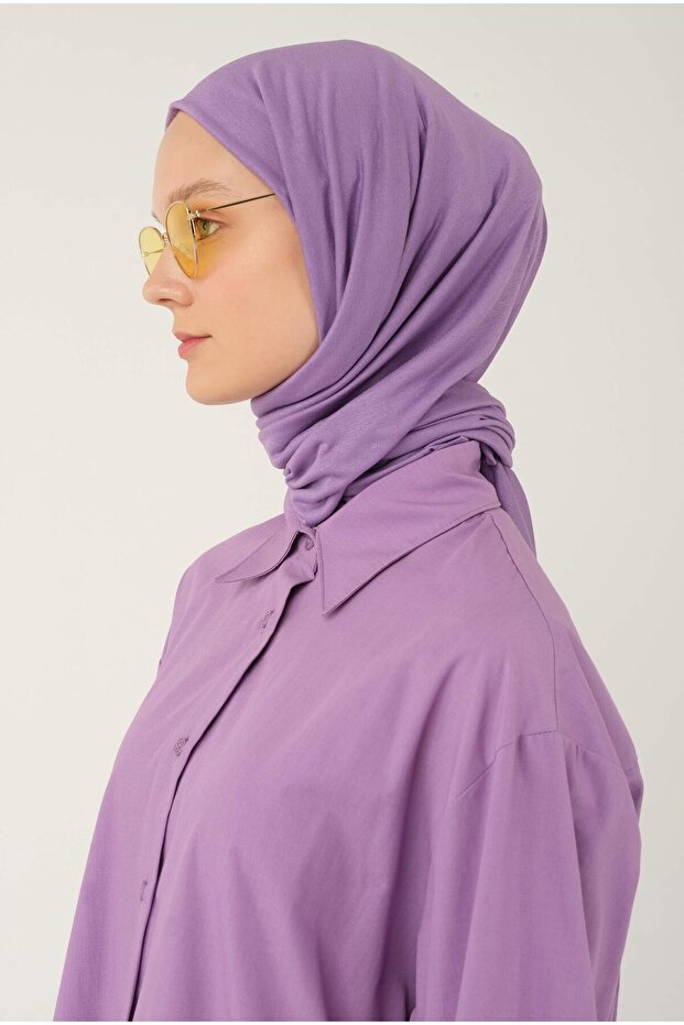Combed Cotton Shawl Light Lilac