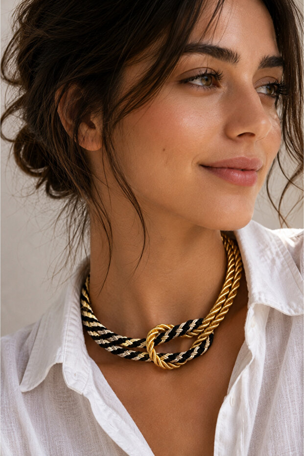 Gold Braided Knot Necklace