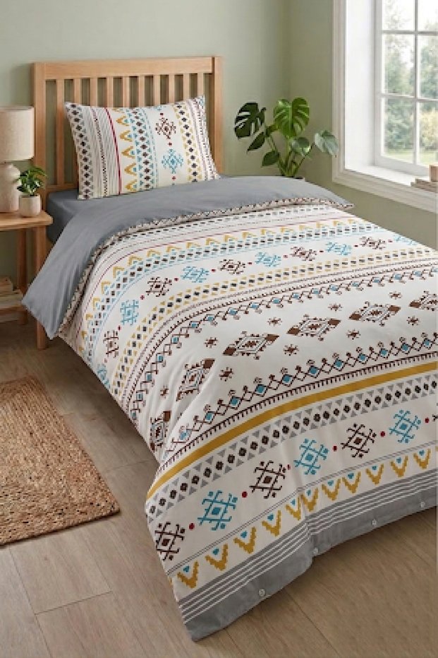 Air-Conditioned Single Duvet Cover Set with Elastic Sheet, Natural Healthy Cotton
