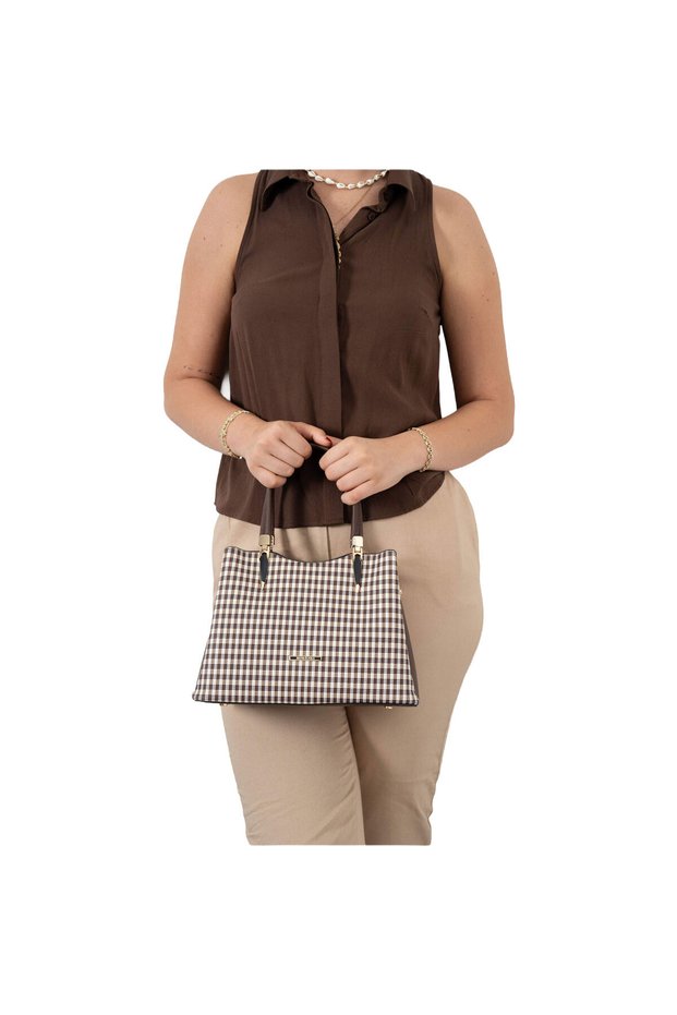 Women / Girls Shoulder Bag 1205-47383 Bag M191 Brown Yellow-Matte Brown
