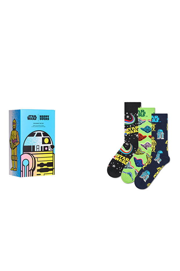 مجموعة جوارب Happy Socks للرجال متعددة الألوان بنمط حرب النجوم مكونة من 3 قطع P002890