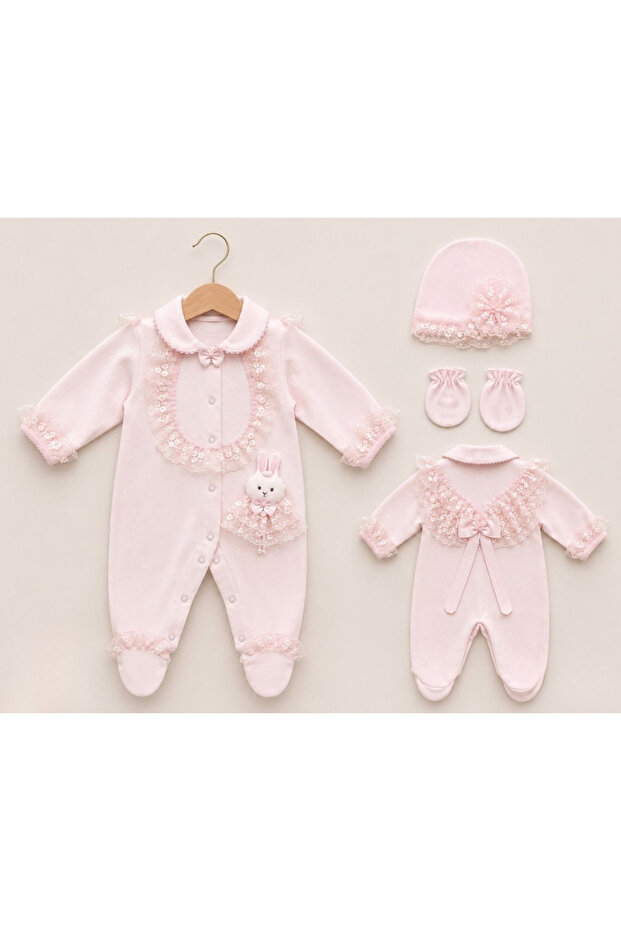 Lace booties baby girl romper
