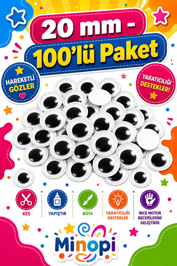 Moving Eye Black 20 mm Pack of 100 Playing Eye Hobby Design Kindergarten Nursery Activity Craft