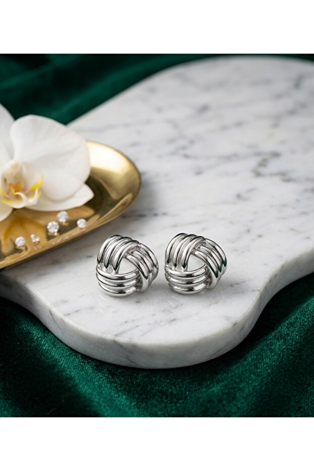 Silver Color Knot Earrings