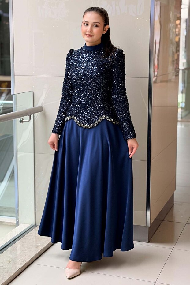 Sequin Sequin Blouse Skirt Evening Dress Set