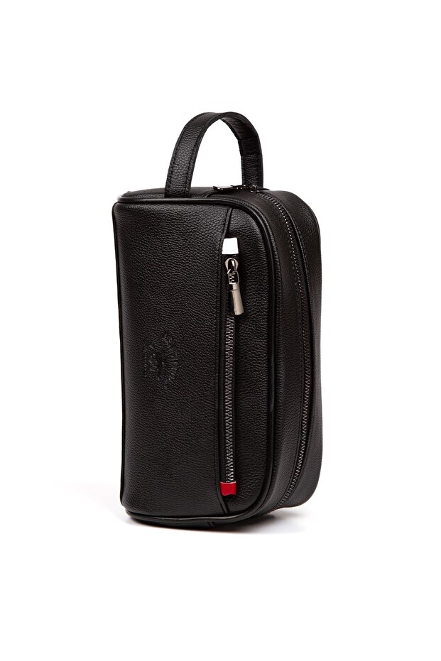 Men's Leather Portfolio Clutch Shaving Cosmetic Care and Daily Handbag