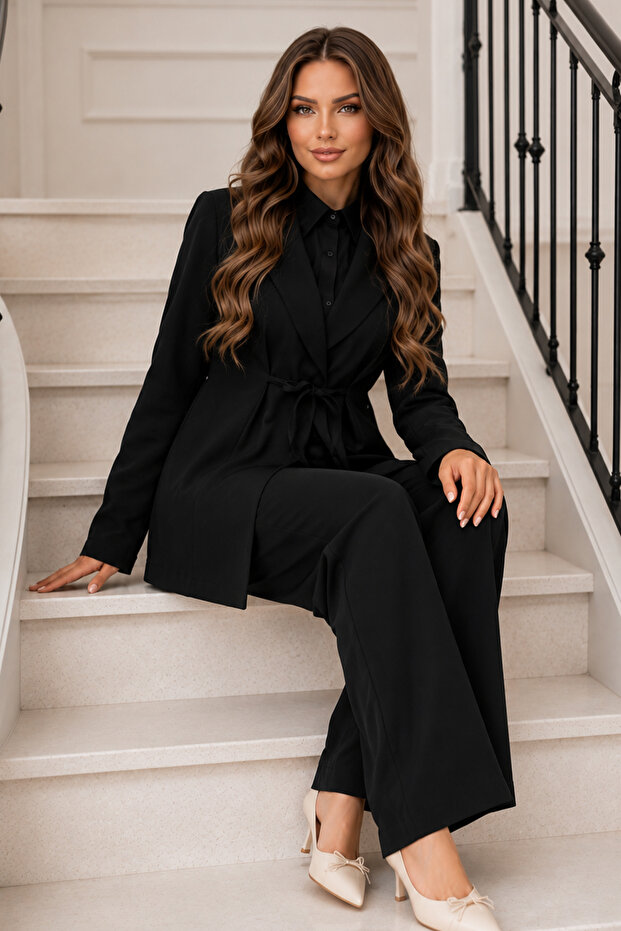Rope Lace Jacket Suit Black 2265