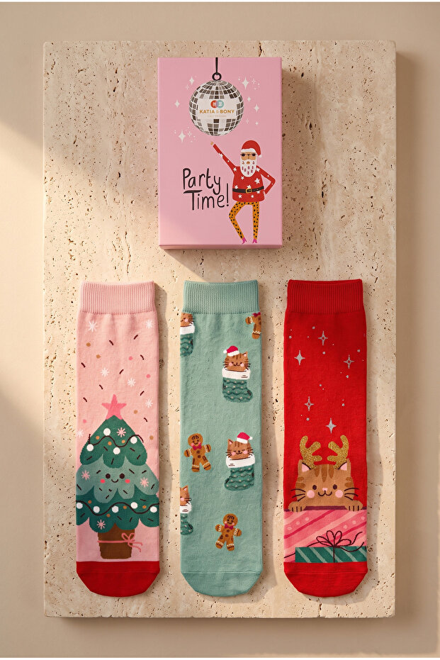 Women's 3-Piece Boxed New Year's Socks