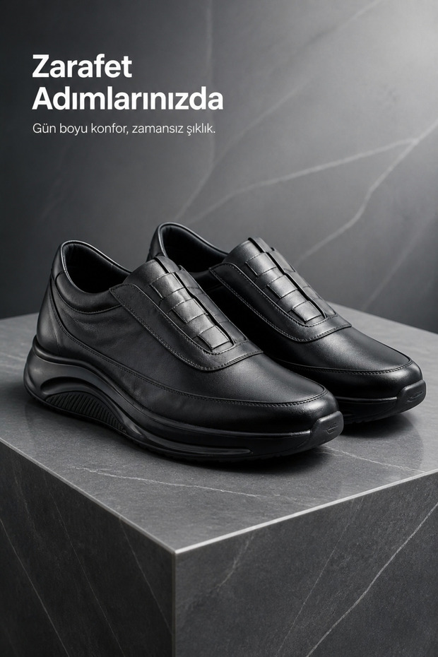 Men's Genuine Calfskin Casual Shoes | Soft Eva Sole, Easy to Wear with Rubber Laces