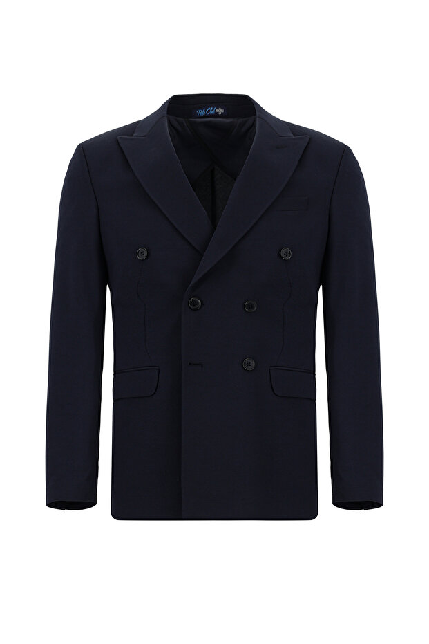 7 Drop Slim Fit Slim Fit Transitional Double-Breasted Jacket - 4