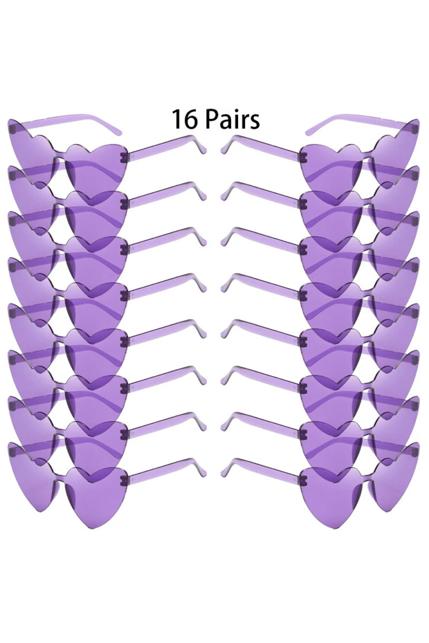 as picture shows 16 Pairs purple 16/20 Pcs Rimless Heart Sunglasses Fashion Solid Color Cute Outdoor