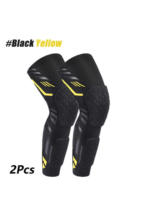 XXL BlackYellow-2pcs 1/2PCS Knee Braces, Crashproof Knee & Calf Pads, Thigh Compression Leg Sleeves