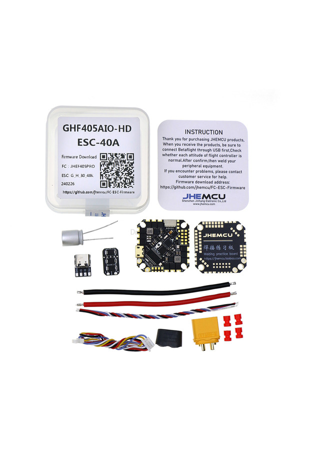 GHF405AIO-HD 40A JHEMCU GHF405AIO-HD 40A F405 Baro OSD Dual BEC Flight Controller BLHELIS 40A 4in1 E