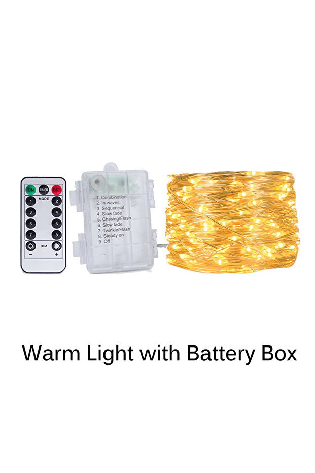 20M Warm Battery Box Led String Light Christmas Fairy Light USB Battery Remote Garland Copper Wire L