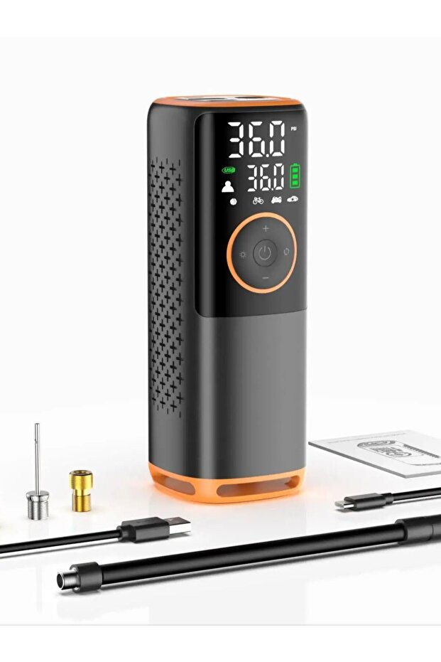black 160 PSI Tire Inflator Portable Air Compressor with Tire Pressure Gauge for Car, Bicycle, Motor
