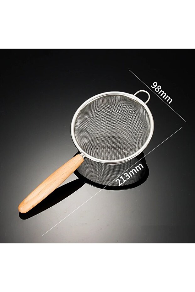 large 1pc 304 Stainless Steel Mesh Filter Spoon with Wooden Handle Flour Filter Spoon Household Kitc