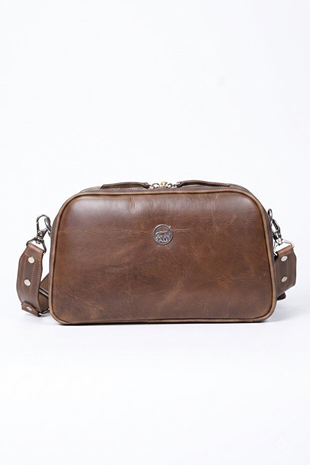 Genuine Leather Women's Shoulder Bag - Crossbody Bag with Compartments