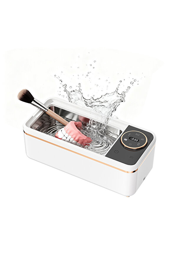 EU WHITE Ultrasonic 55KHZ Cleaning Machine Soundwave Technology Deep Cleaning Appliance for Glasses