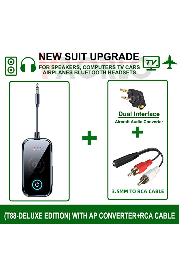 Deluxe Edition Bluetooth 6.0 Car Audio Receiver Transmitter 3.5mm AUX Hi-Fi Stereo Music Airplane Wi