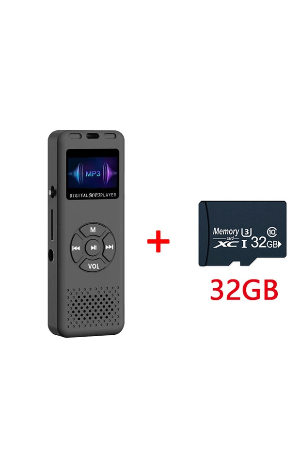 Black with 32GB Digital Audio/Sound/Voice Recorder Mini MP3 Player Voice Recorder FM Radio HiFi Soun