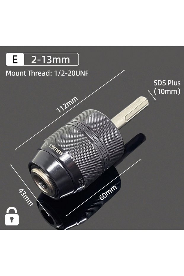 (E) 2-13mm Metal 2-13MM/1.5-10MM Drill Chuck SDS Plus Shank Adapter Thread 1/2"-20UNF Change Convert