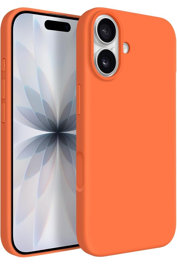 Apple iPhone 17 Case Inside Velvet Screen and Camera Raised Launch Silicone Cover Orange