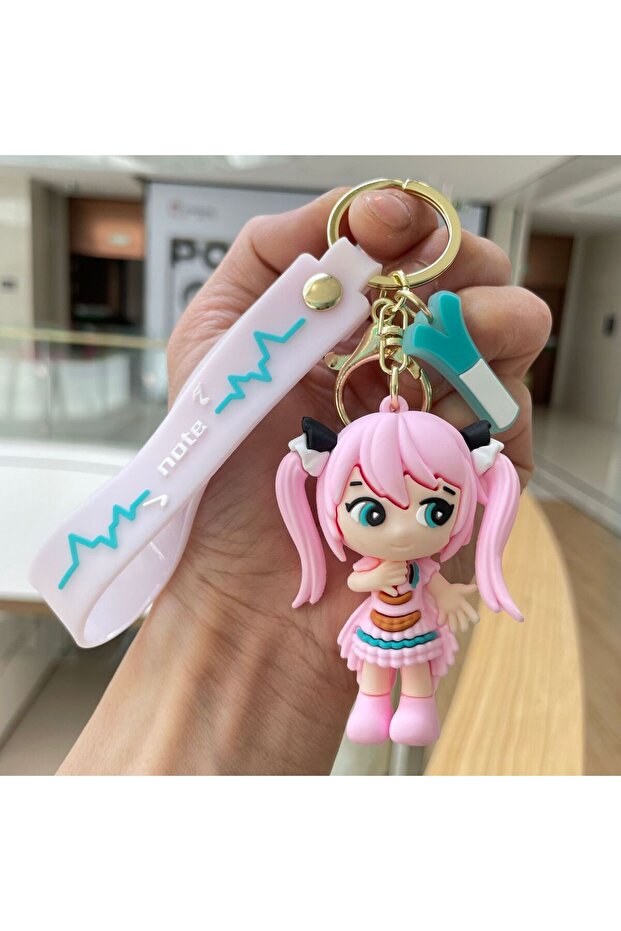 MINISO 1-pcs Hatsune Miku Keychain Anime Doll Bag Pendant Cartoon Small Decoration Accessories Car K