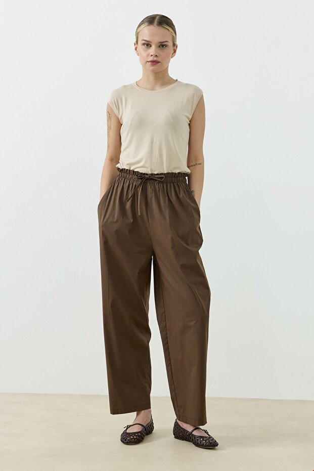 Else Poplin Trousers Brown