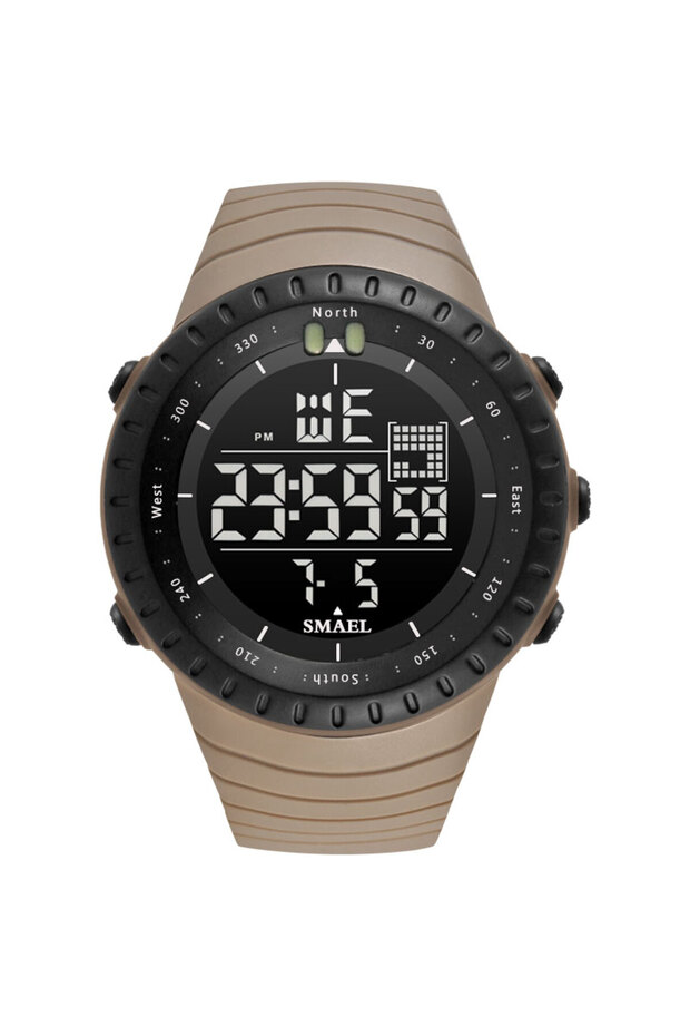 KHAKI-2 SMAEL Brand Men Electronics Watch Outdoor Sports Waterproof Big Dial Digital LED Alarm Digit