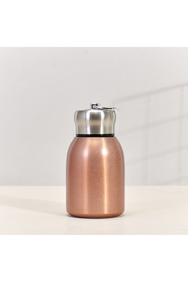 300ML Gold 300ML Travel Water Bottle Coffee Mug Stainless Steel Vacuum Flask with Lifting Ring Mini