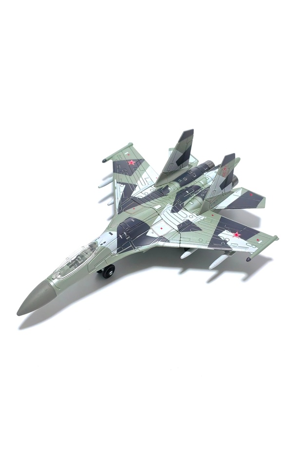 نموذج طائرة Su35-1-100 باللون الرمادي، نموذج بلاستيكي مصغر بمقياس 1/100 للعرض المنزلي والتجميع والديكور الإبداعي