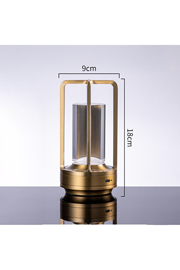Type-C charging golden LED Table Lamp Plastic Bedroom Bedside Desk Lamp Rechargeable Touch Dimming D
