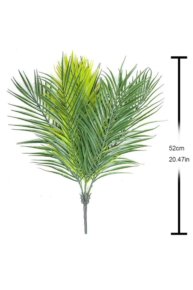 green 20.47in 9Leaves Artificial Tropical Plants Fake Palm Plant Branch Green Leaves for Home Garden