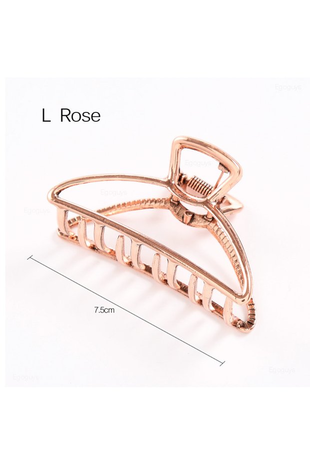 L Rose Gold 1PC Girls Hair Claw Women Geometric Hair Clamps Grab Hair Jaw Clip Grip Solid Color Kore