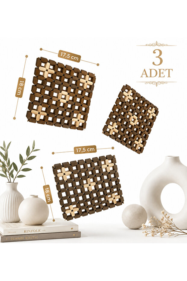 3 Pieces of Wooden Bead Trivets for Teapot Bottoms