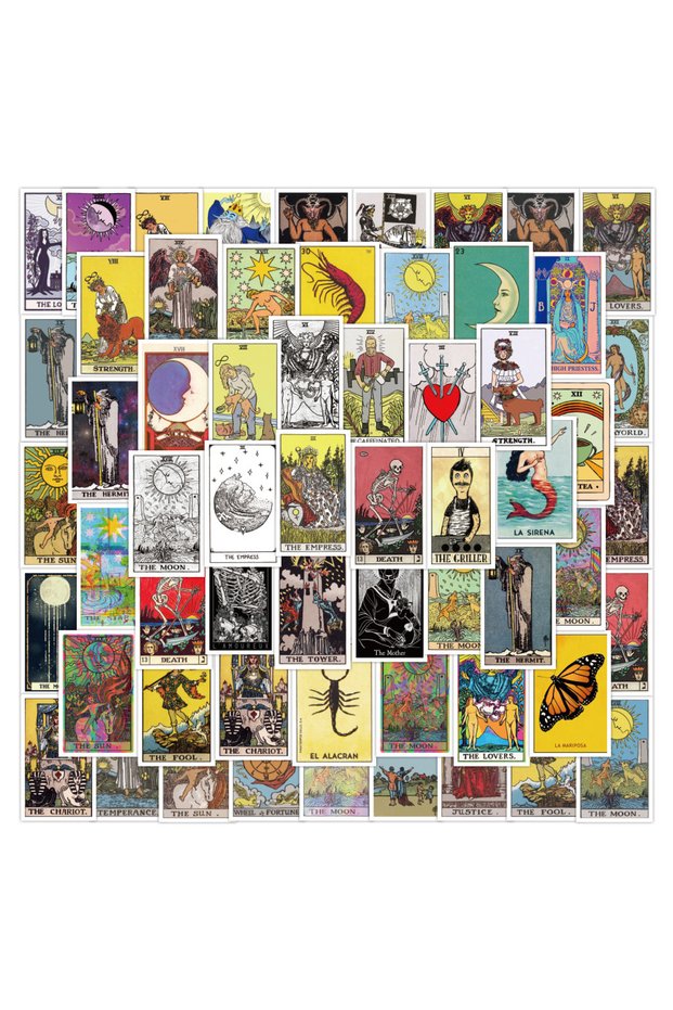 50Pcs 50Pcs Tarot Cards Stickers Decals For Laptop Scrapbook Skateboard Helmet Guitar DIY Aesthetic