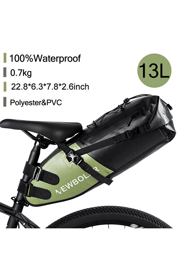 PAC040-13L NEWBOLER Bike Bag Waterproof 13L Large Capacity Bicycle Saddle Bag Cycling Foldable Tail