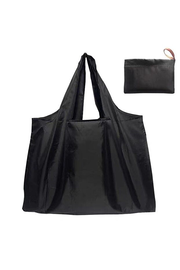 58x40cm black Women Large Capacity Folding Shopping Bag Big Size Portable Grocery Organizer Reusable
