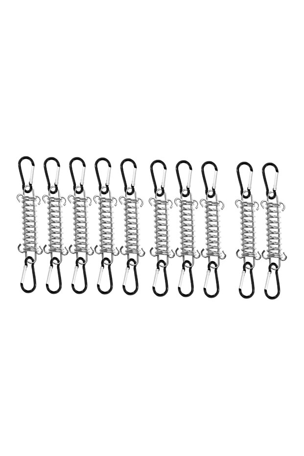 10PCS Black Camping Tent Spring Buckle Set, Tent Spring Porch Swing Spring Buckle, Heavy-Duty Wire F