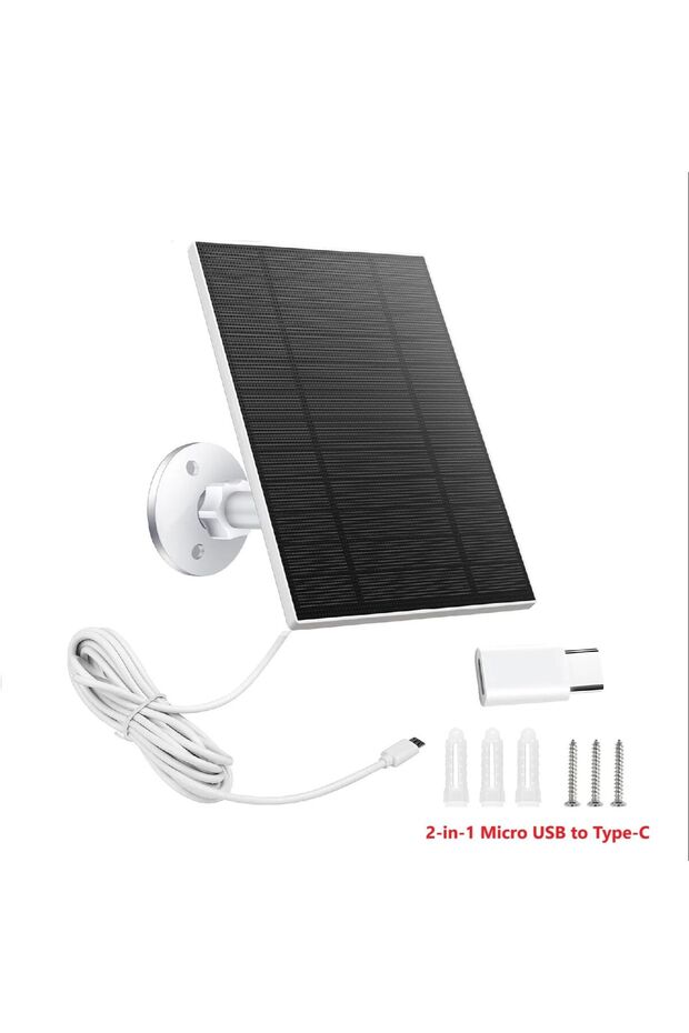 5V USB to Type-C W 10W 5V Waterproof Solar Panel Charger 2-in-1 Micro USB Type-C with 2m Cable Porta
