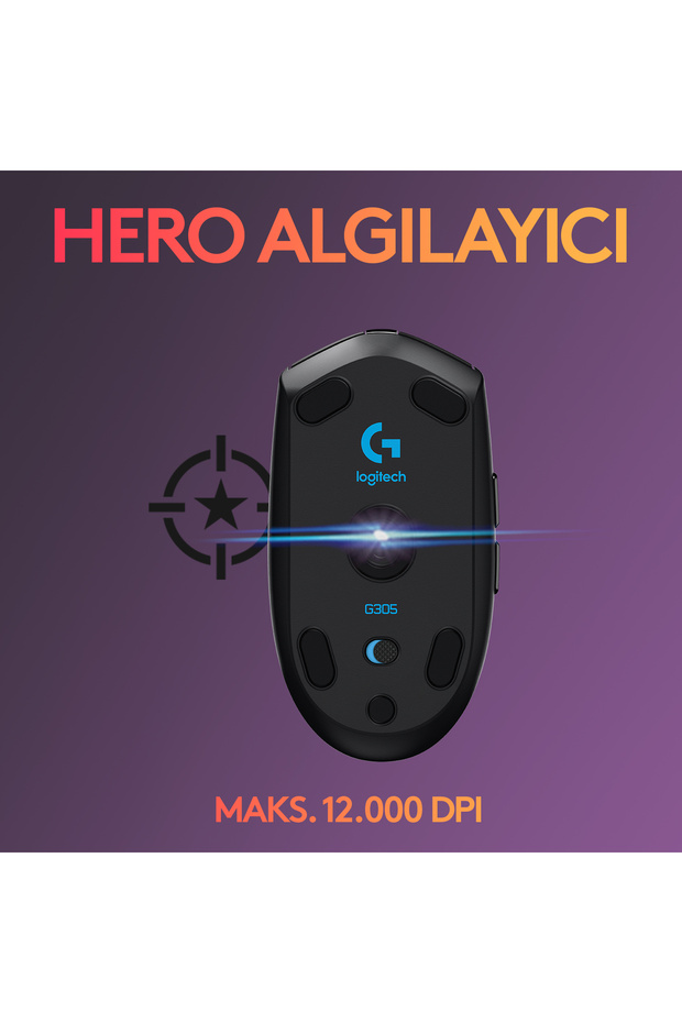 G G305 LIGHTSPEED 12.000 DPI Kablosuz Oyuncu Mouse, Siyah 910-005283 - 3