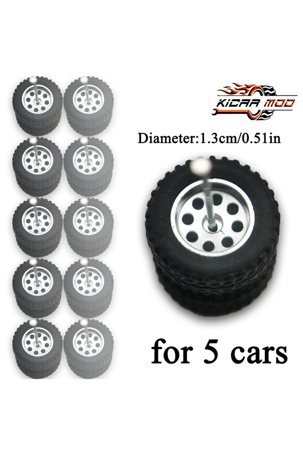 TOY716-5 1/64 Wheels Fixed Rubber Tires All Terrain for Toy Model Diecast Cars Refitting Parts for M