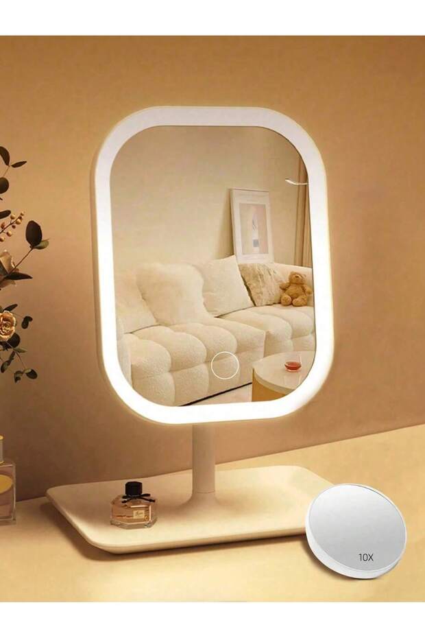 white and 10x mirror Vanity Mirror 3 Color Light LED Makeup Mirror with 10X Mirror Touching Cosmeti