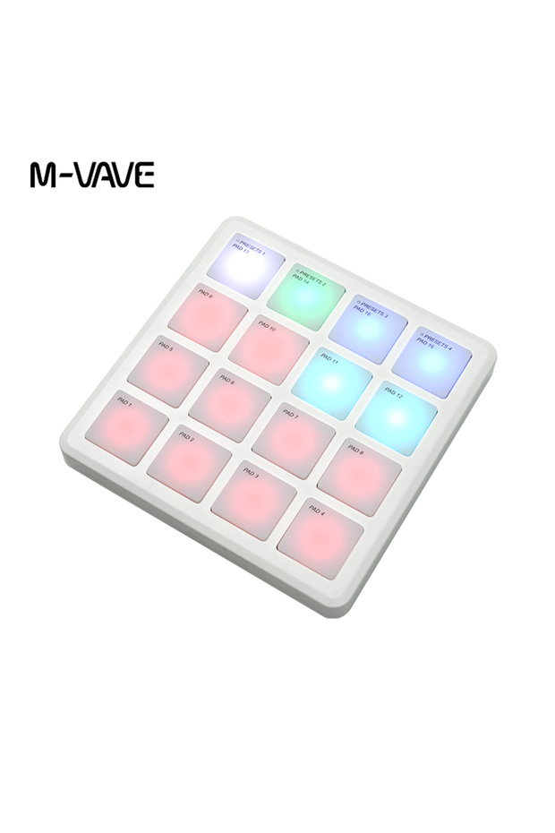 وحدة تحكم MIDI لاسلكية محمولة M-VAVE مع 16 لوحة مناسبة للآلات الإيقاعية ولوحات المفاتيح