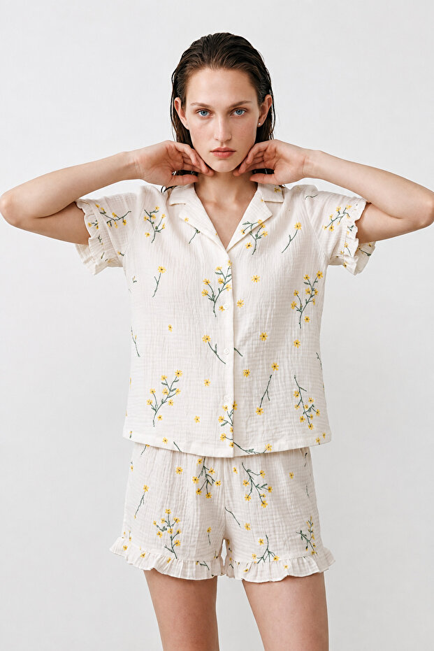 Women's Relaxed Elastic Multi-Color Pajama Set