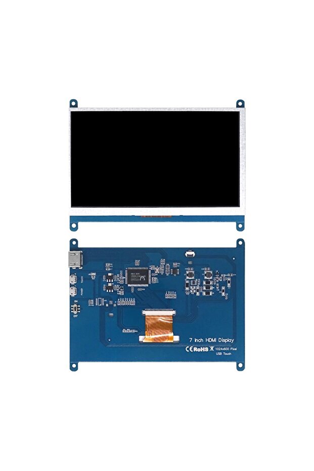 شاشة IPS LCD تعمل باللمس مقاس 7 بوصات Raspberry Pi 4/3/2/B/B+/A+ بدقة 1024x600 وشاشة IPS سعوية تعمل باللمس بخمس نقاط