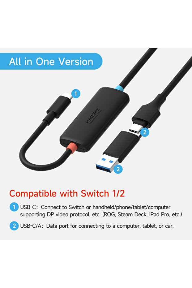 Switch2 All in One Hagibis USB3.0 Video Capture Card with 100W PD USB C to USB A/C Live and Record V