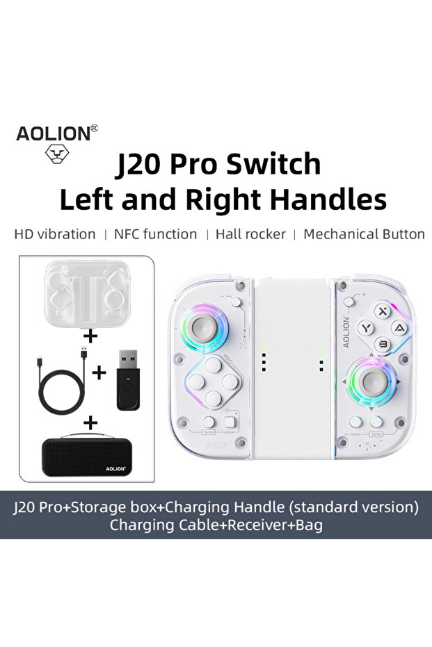 مجموعة كاملة من لوحة ألعاب لاسلكية Aolion J20 Knight J20 pro مع مفتاح يسار ويمين وعصا تحكم Hall Motion