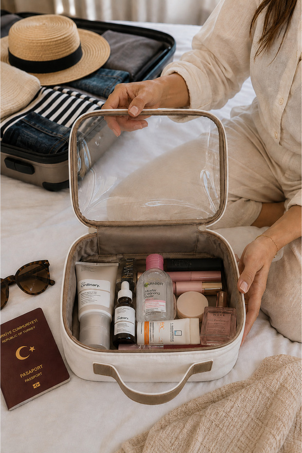 Transparent Makeup Bag Large Size Cosmetic Bag, Travel Organizer Bag - Water-Resistant Portable