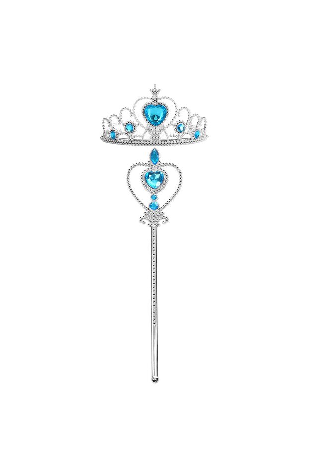 BlueHeart09 Kids Rhinestone Tiara Crown and Magic Wand with Glitter Crystal Head Hoop Jewelry Hair A